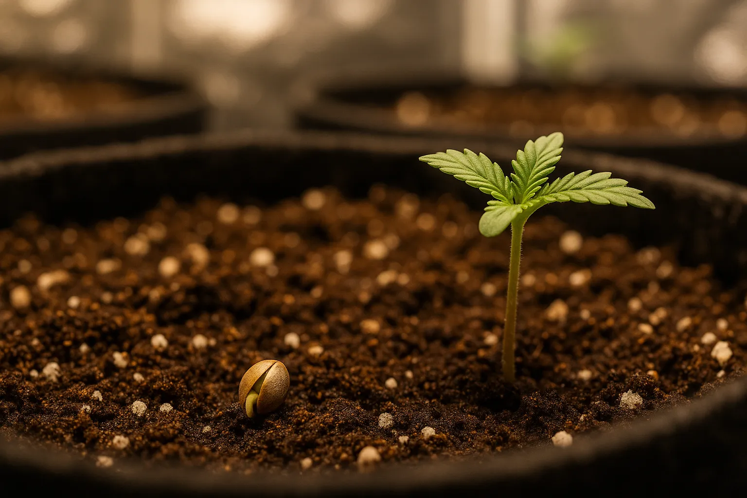 Germinating cannabis seeds directly in soil