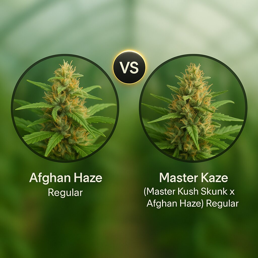 Afghan Haze (Mr Nice Seedbank) vs Master Kaze (Master Kush Skunk x Afghan Haze) (Mr Nice Seedbank) cannabis seeds comparison