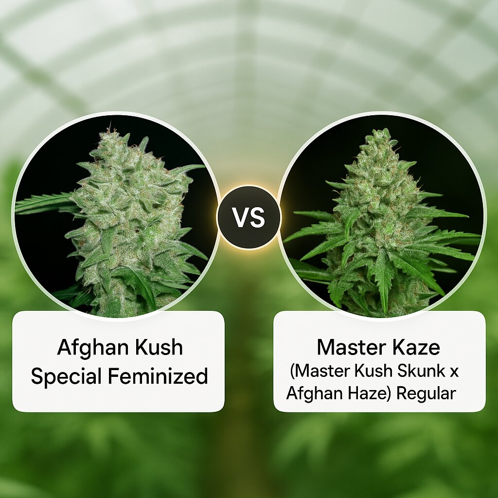 Afghan Kush Special (World of Seeds) vs Master Kaze (Master Kush Skunk x Afghan Haze) (Mr Nice Seedbank) cannabis seeds comparison