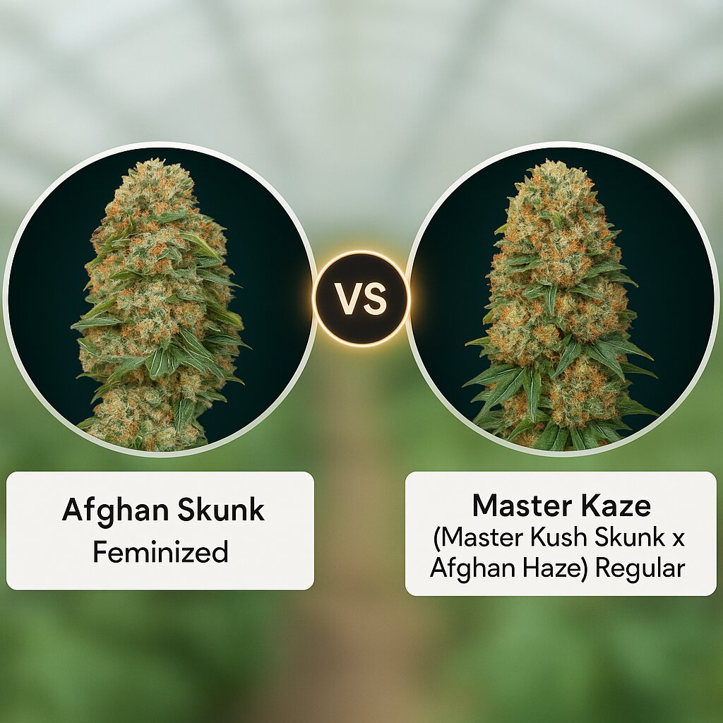 Afghan Skunk (Advanced Seeds) vs Master Kaze (Master Kush Skunk x Afghan Haze) (Mr Nice Seedbank) cannabis seeds comparison