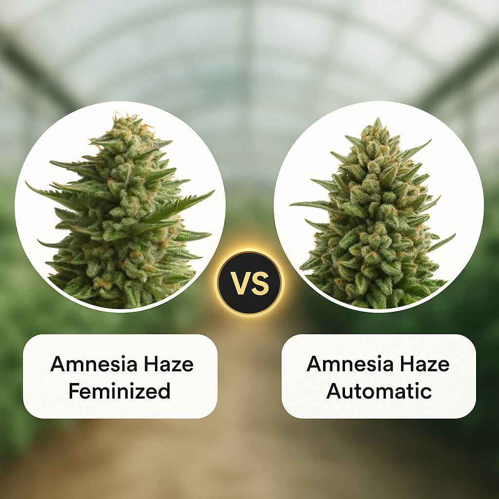 Amnesia Haze (Royal Queen Seeds) vs Amnesia Haze Automatic (Royal Queen Seeds) cannabis seeds comparison