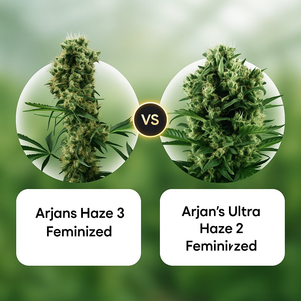 Arjans Haze 3 (Greenhouse Seed Co) vs Arjan's Ultra Haze 2 (Greenhouse Seed Co) cannabis seeds comparison
