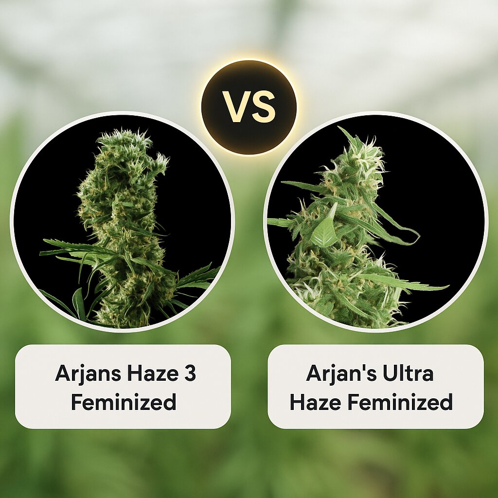 Arjans Haze 3 (Greenhouse Seed Co) vs Arjan's Ultra Haze (Greenhouse Seed Co) cannabis seeds comparison