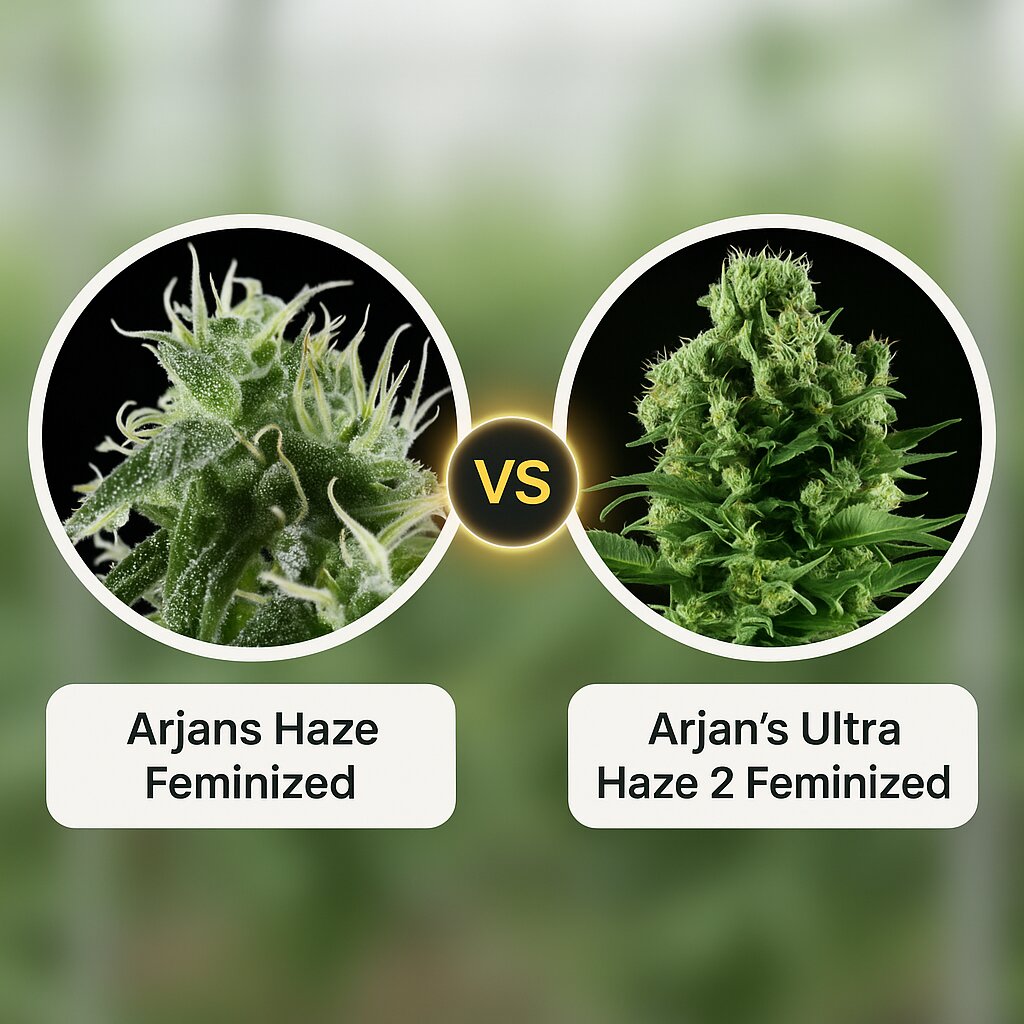 Arjans Haze (Greenhouse Seed Co) vs Arjan's Ultra Haze 2 (Greenhouse Seed Co) cannabis seeds comparison