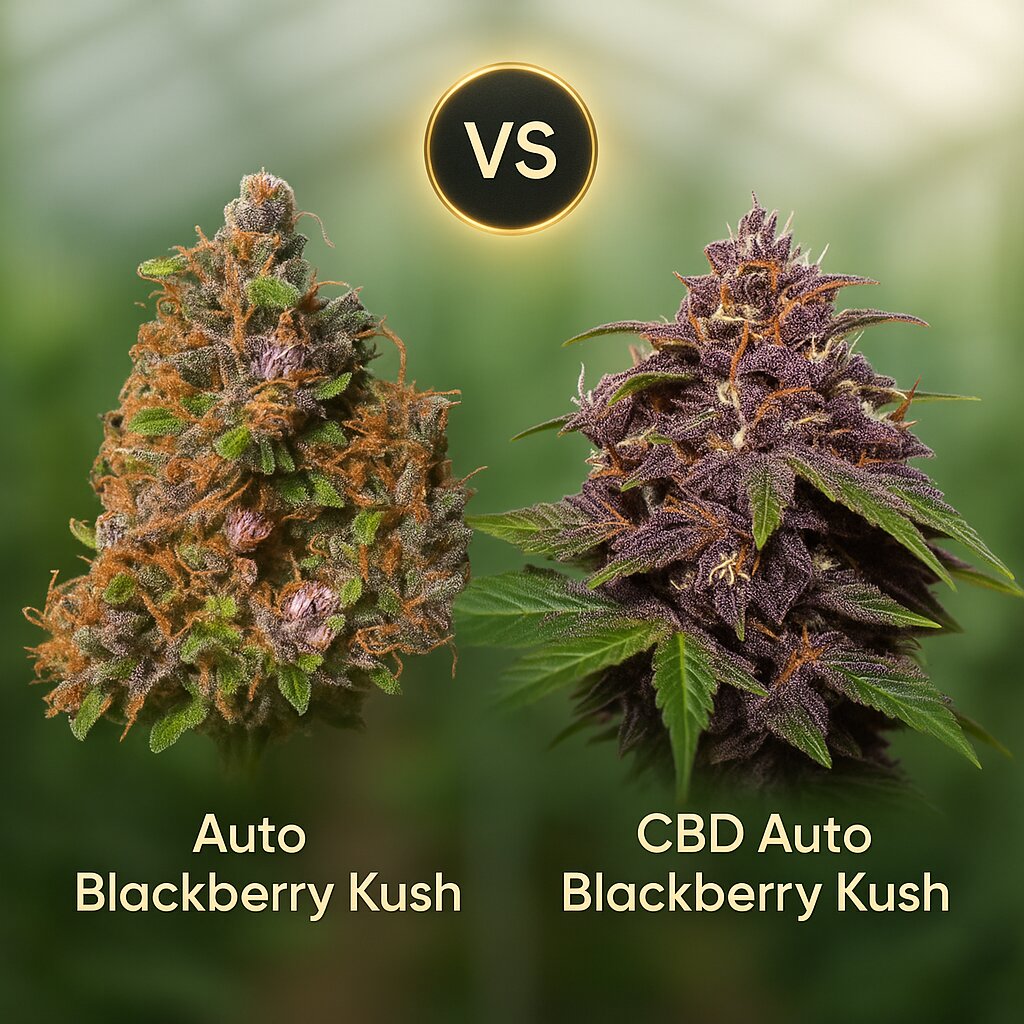 Auto Blackberry Kush (Dutch Passion) vs CBD Auto Blackberry Kush (Dutch Passion) cannabis seeds comparison