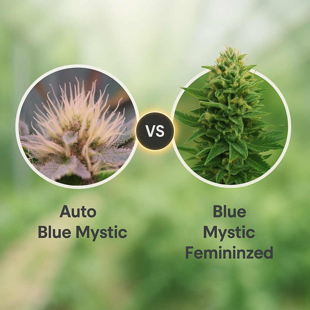 Auto Blue Mystic (Nirvana Seeds) vs Blue Mystic (Royal Queen Seeds) cannabis seeds comparison