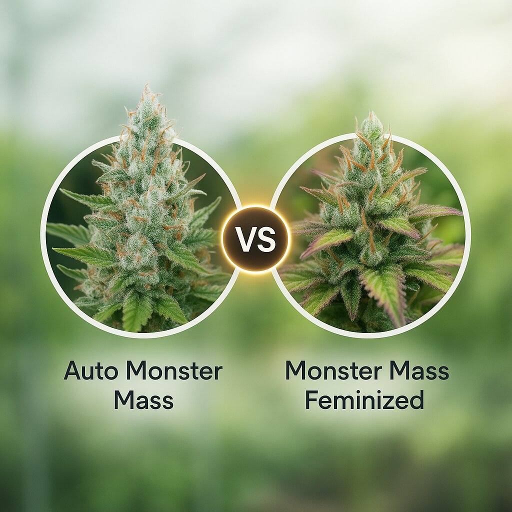 Auto Monster Mass (Critical Mass Collective) vs Monster Mass (Critical Mass Collective) cannabis seeds comparison