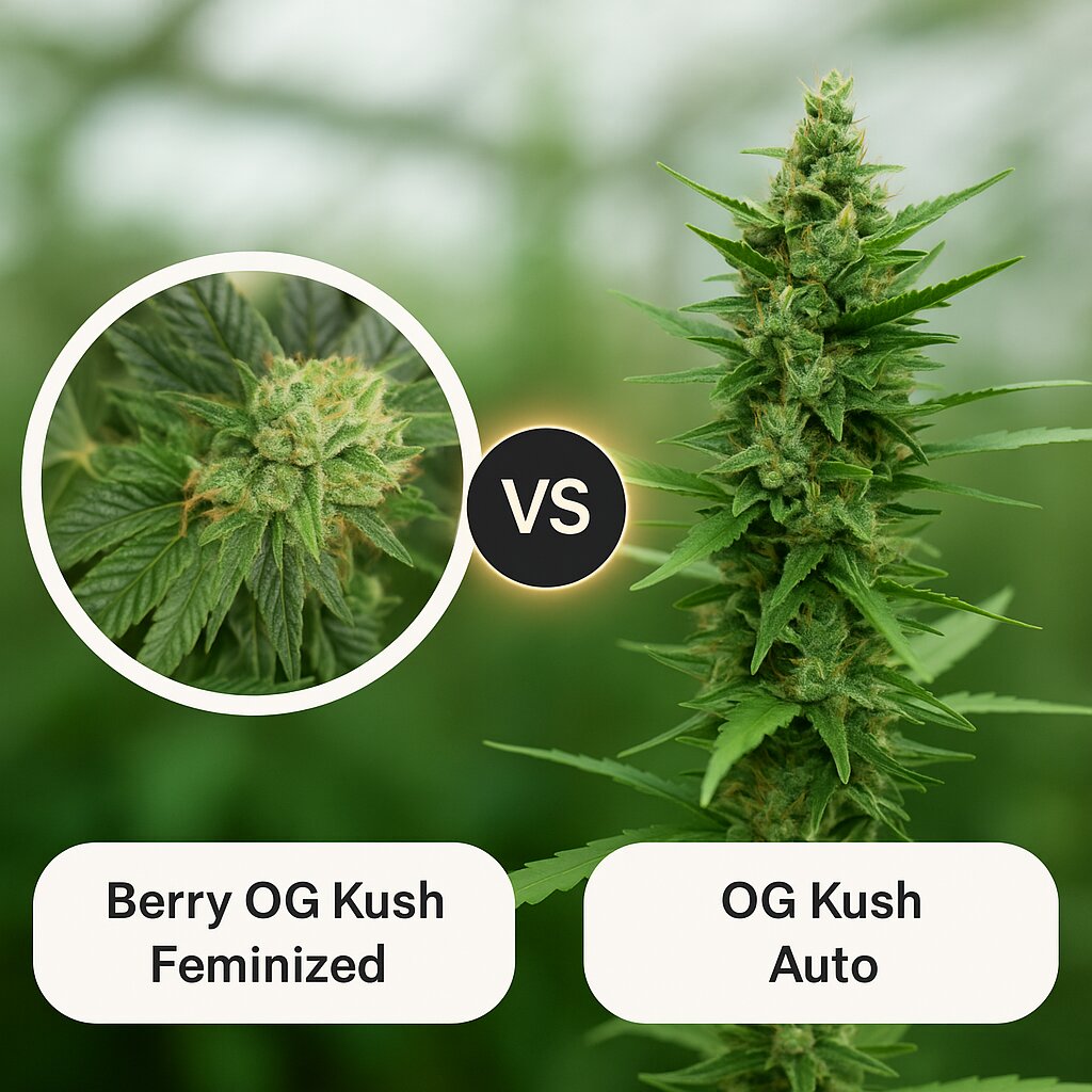 Berry OG Kush (z710 Genetics) vs OG Kush Auto (Dr Krippling) cannabis seeds comparison