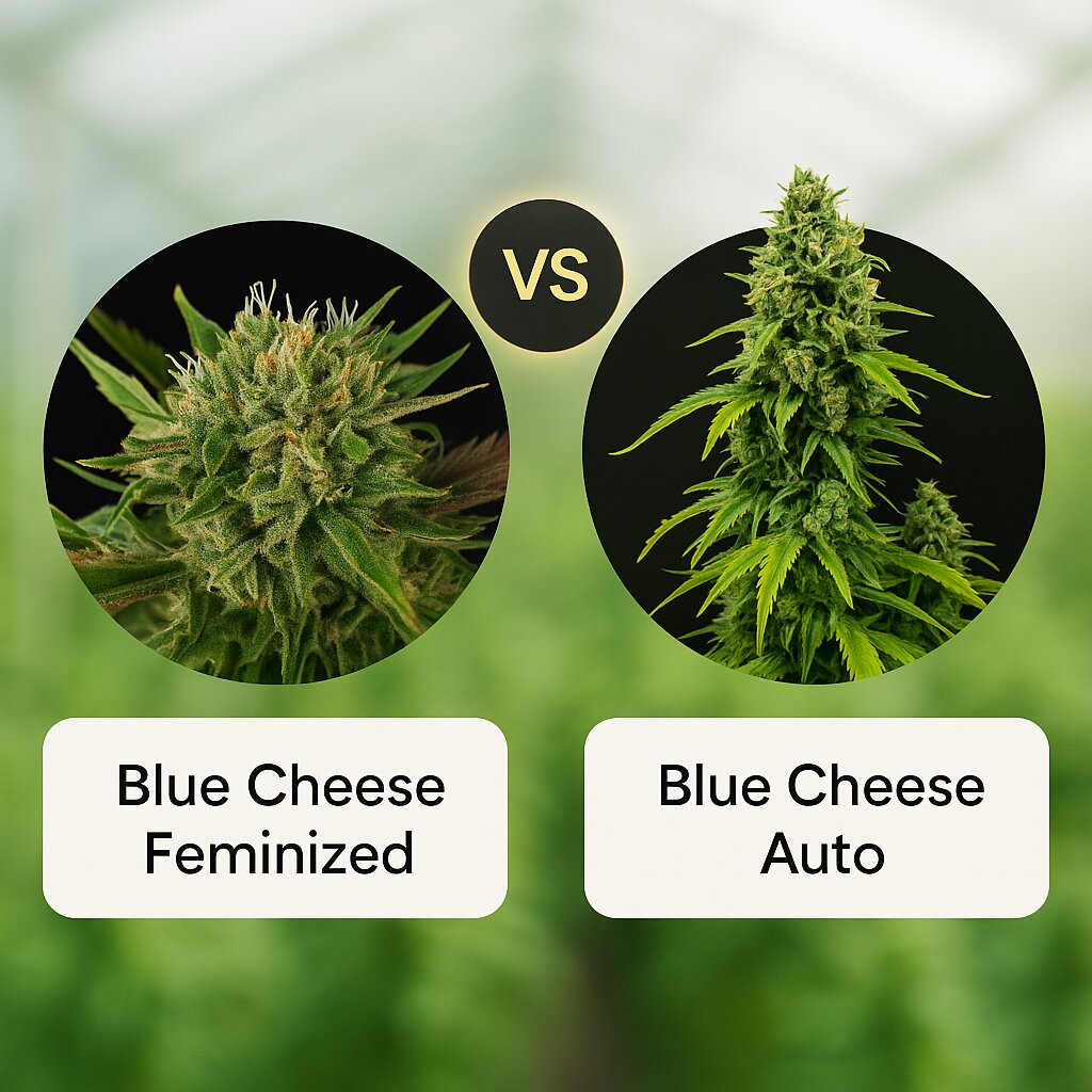 Blue Cheese (DinaFem Seeds) vs Blue Cheese Auto (DinaFem Seeds) cannabis seeds comparison