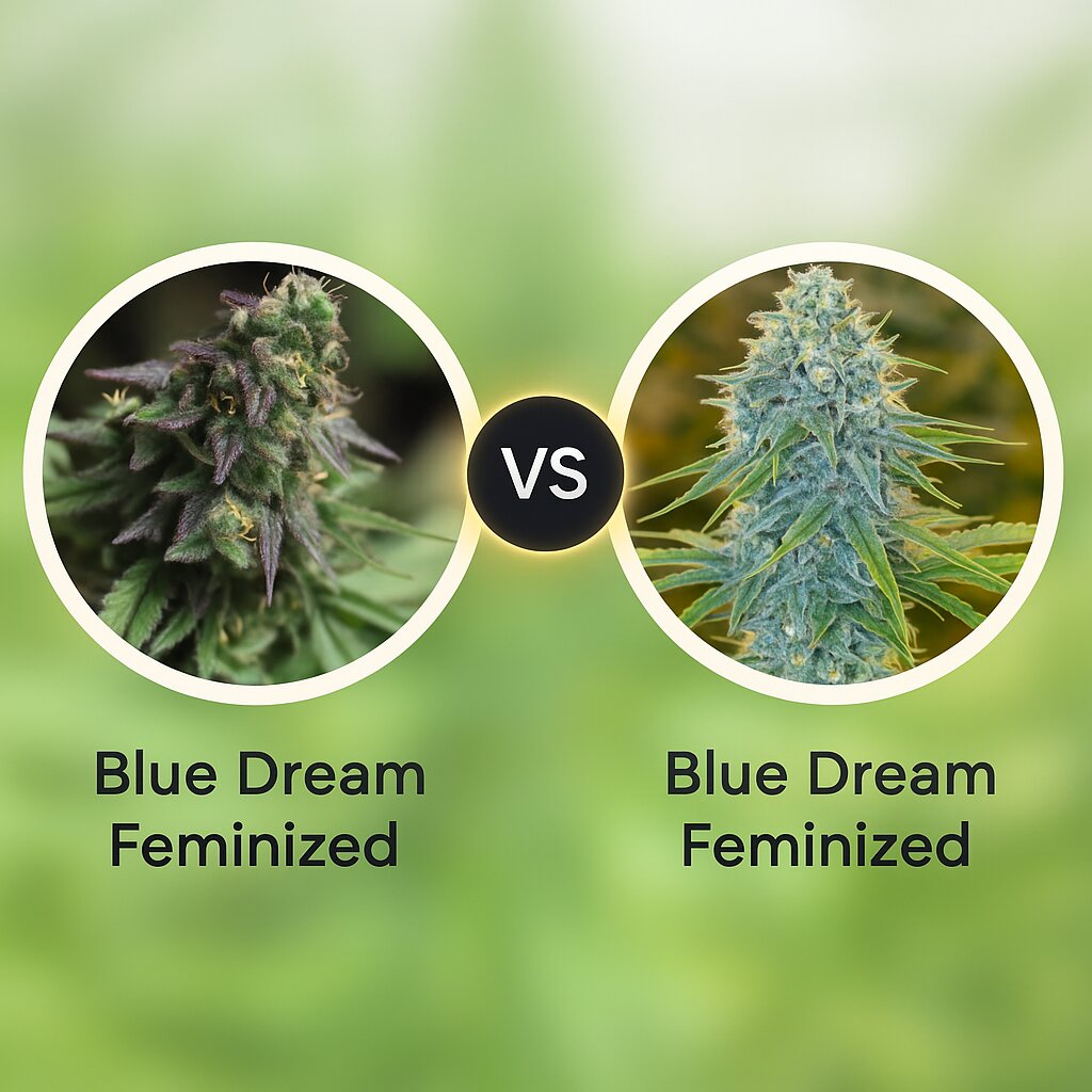 Blue Dream (Bulldog Seeds) vs Blue Dream (Humboldt Seed Organization) cannabis seeds comparison
