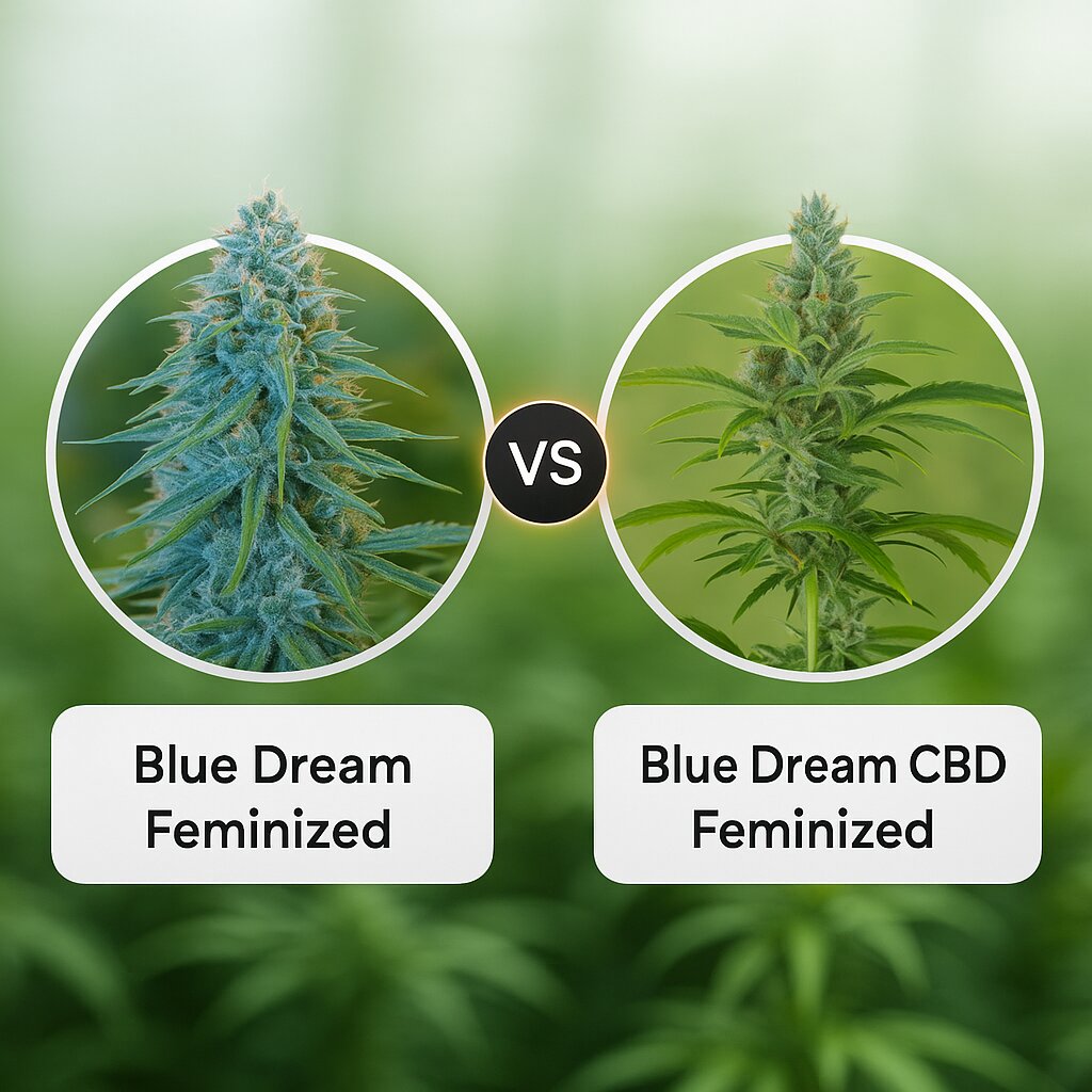 Blue Dream (Humboldt Seed Organization) vs Blue Dream CBD (Humboldt Seed Organization) cannabis seeds comparison