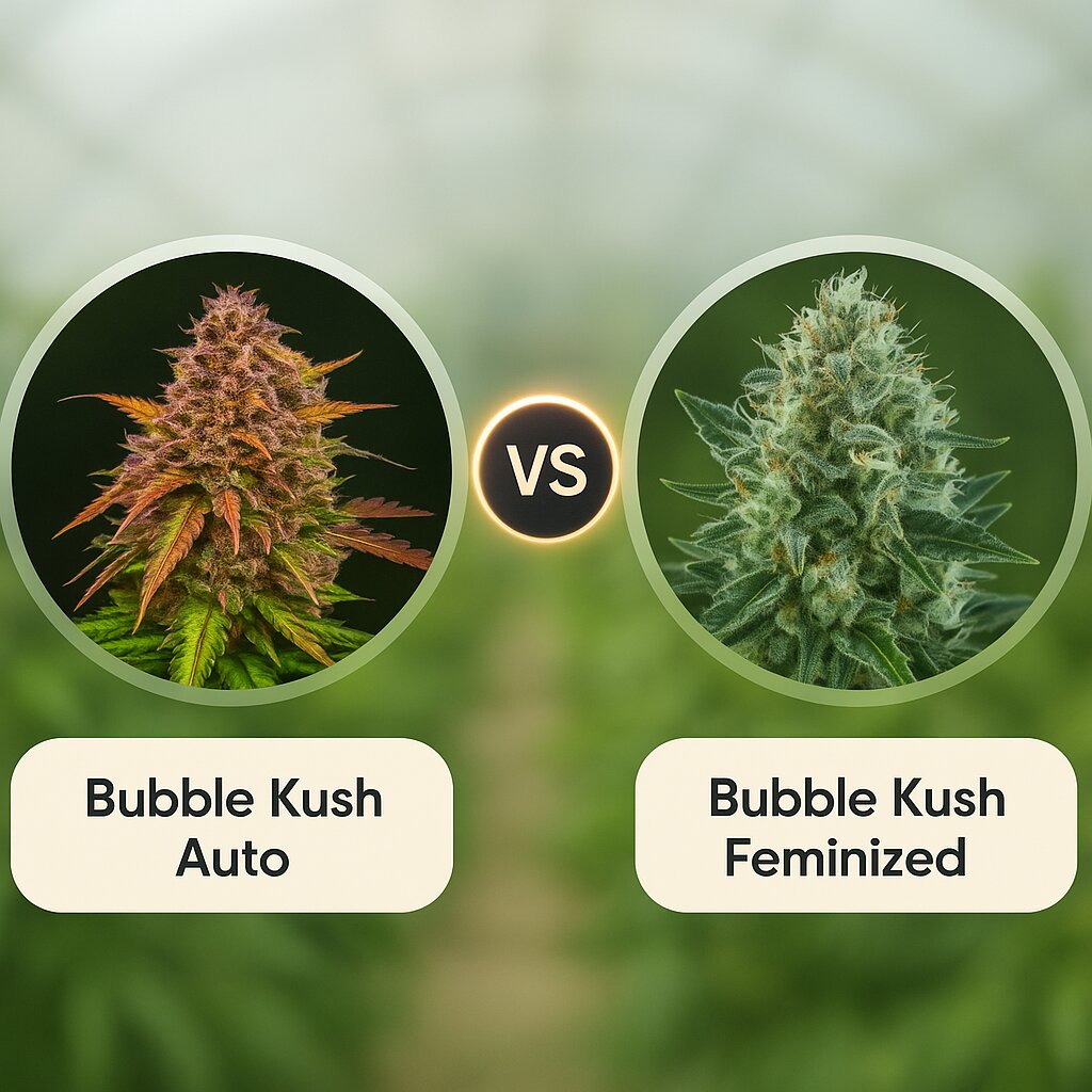 Bubble Kush Auto (Royal Queen Seeds) vs Bubble Kush (Royal Queen Seeds) cannabis seeds comparison
