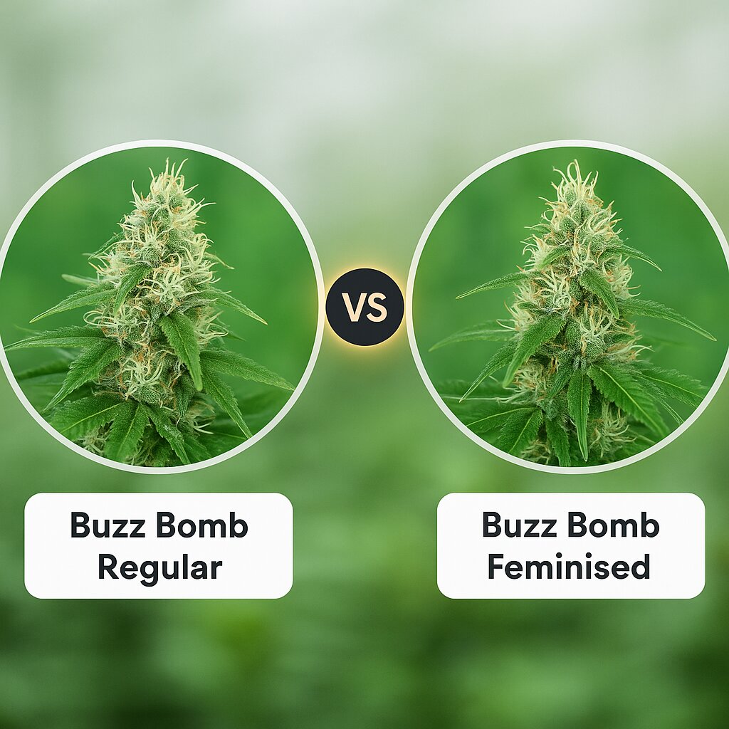 Buzz Bomb (Bomb Seeds) vs Buzz Bomb Feminised (Bomb Seeds) cannabis seeds comparison