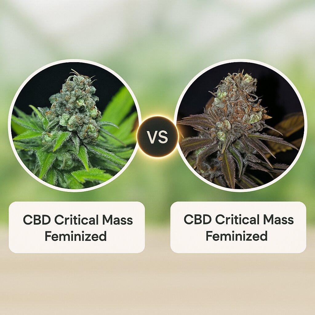 CBD Critical Mass (CBD Crew) vs CBD Critical Mass (Seedsman) cannabis seeds comparison