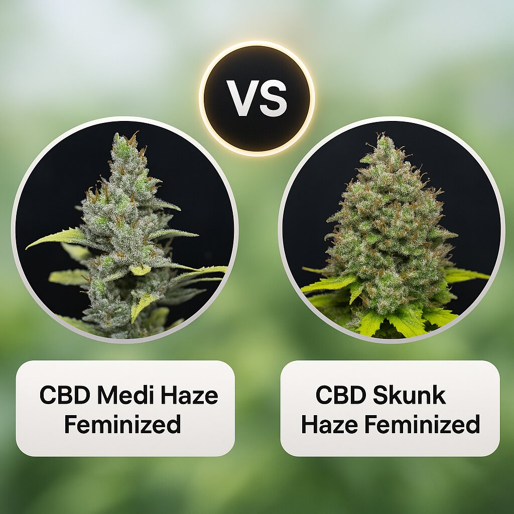 CBD Medi Haze (CBD Crew) vs CBD Skunk Haze (CBD Crew) cannabis seeds comparison