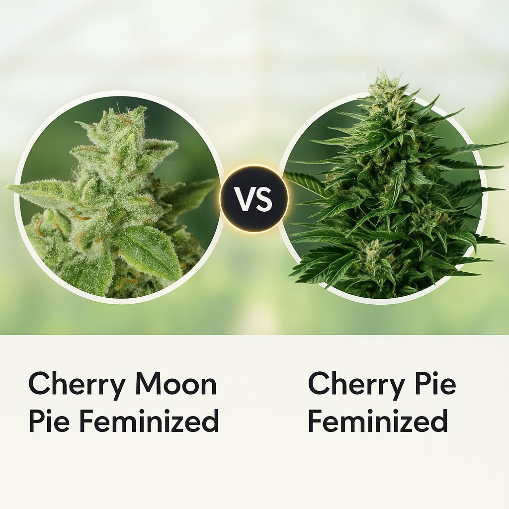 Cherry Moon Pie (Big Buddha Seeds) vs Cherry Pie (Royal Queen Seeds) cannabis seeds comparison