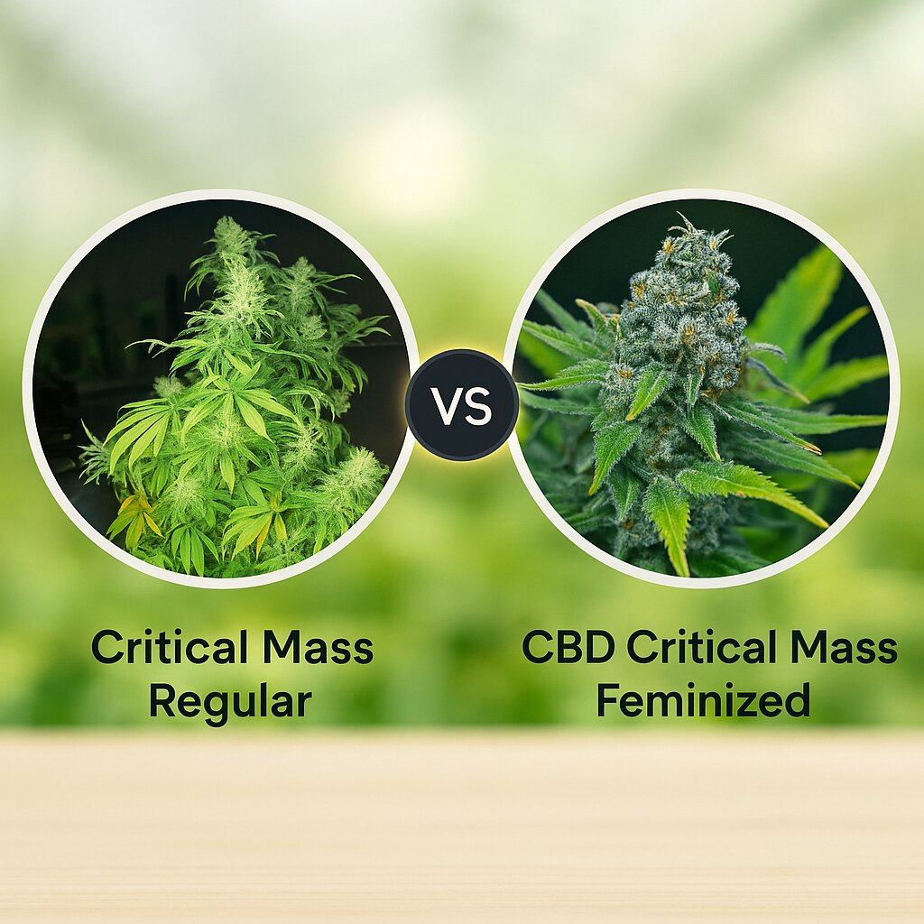 Critical Mass (Mr Nice Seedbank) vs CBD Critical Mass (CBD Crew) cannabis seeds comparison