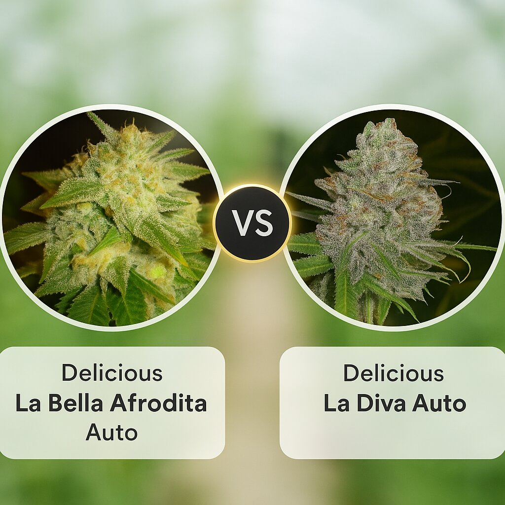 Delicious La Bella Afrodita Auto (Delicious Seeds) vs Delicious La Diva Auto (Delicious Seeds) cannabis seeds comparison