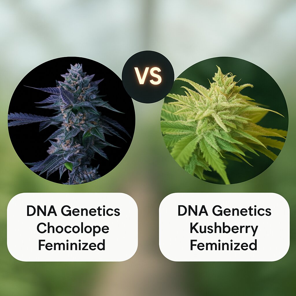 DNA Genetics Chocolope (DNA Genetics) vs DNA Genetics Kushberry (DNA Genetics) cannabis seeds comparison
