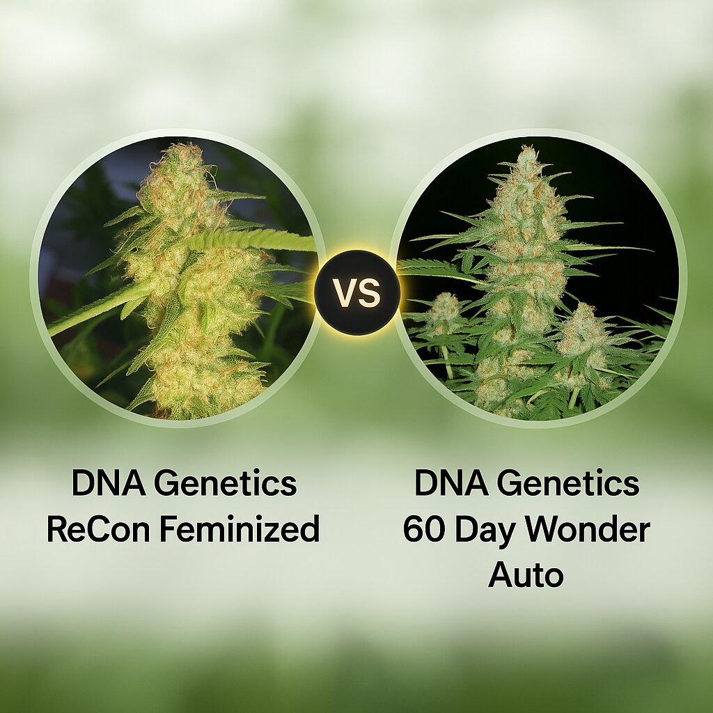 DNA Genetics ReCon (DNA Genetics) vs DNA Genetics 60 Day Wonder (DNA Genetics) cannabis seeds comparison