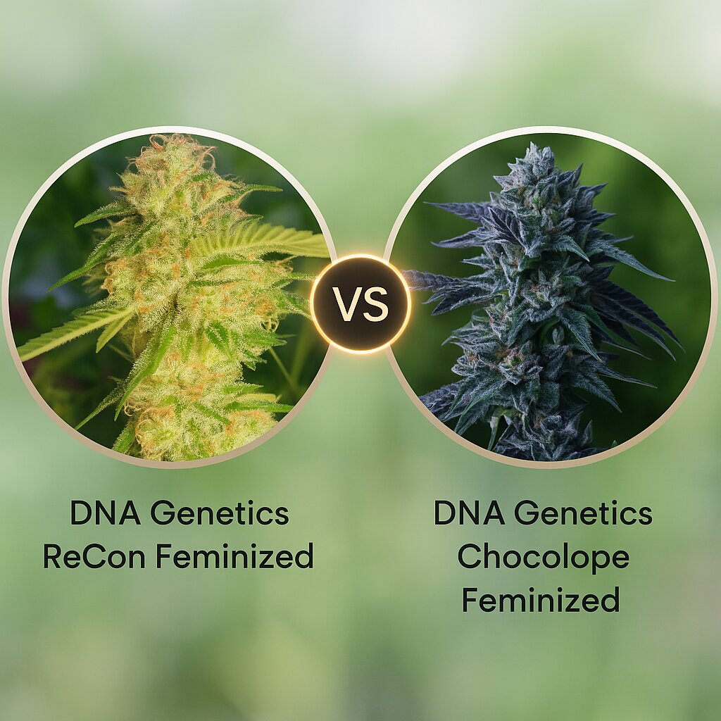 DNA Genetics ReCon (DNA Genetics) vs DNA Genetics Chocolope (DNA Genetics) cannabis seeds comparison
