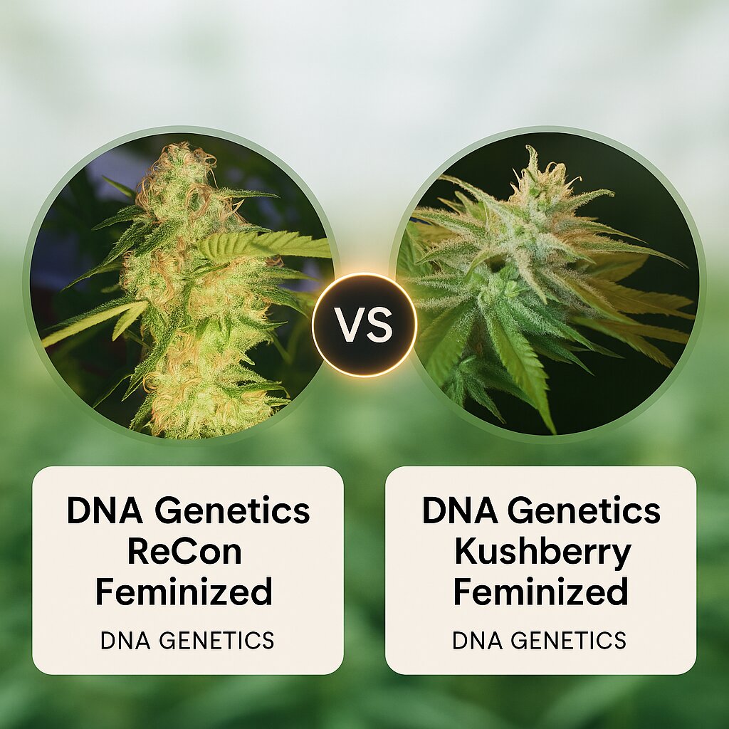 DNA Genetics ReCon (DNA Genetics) vs DNA Genetics Kushberry (DNA Genetics) cannabis seeds comparison