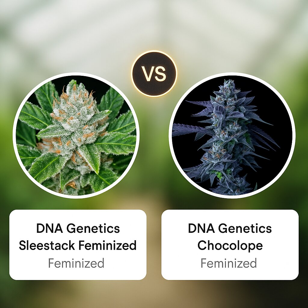 DNA Genetics Sleestack (DNA Genetics) vs DNA Genetics Chocolope (DNA Genetics) cannabis seeds comparison