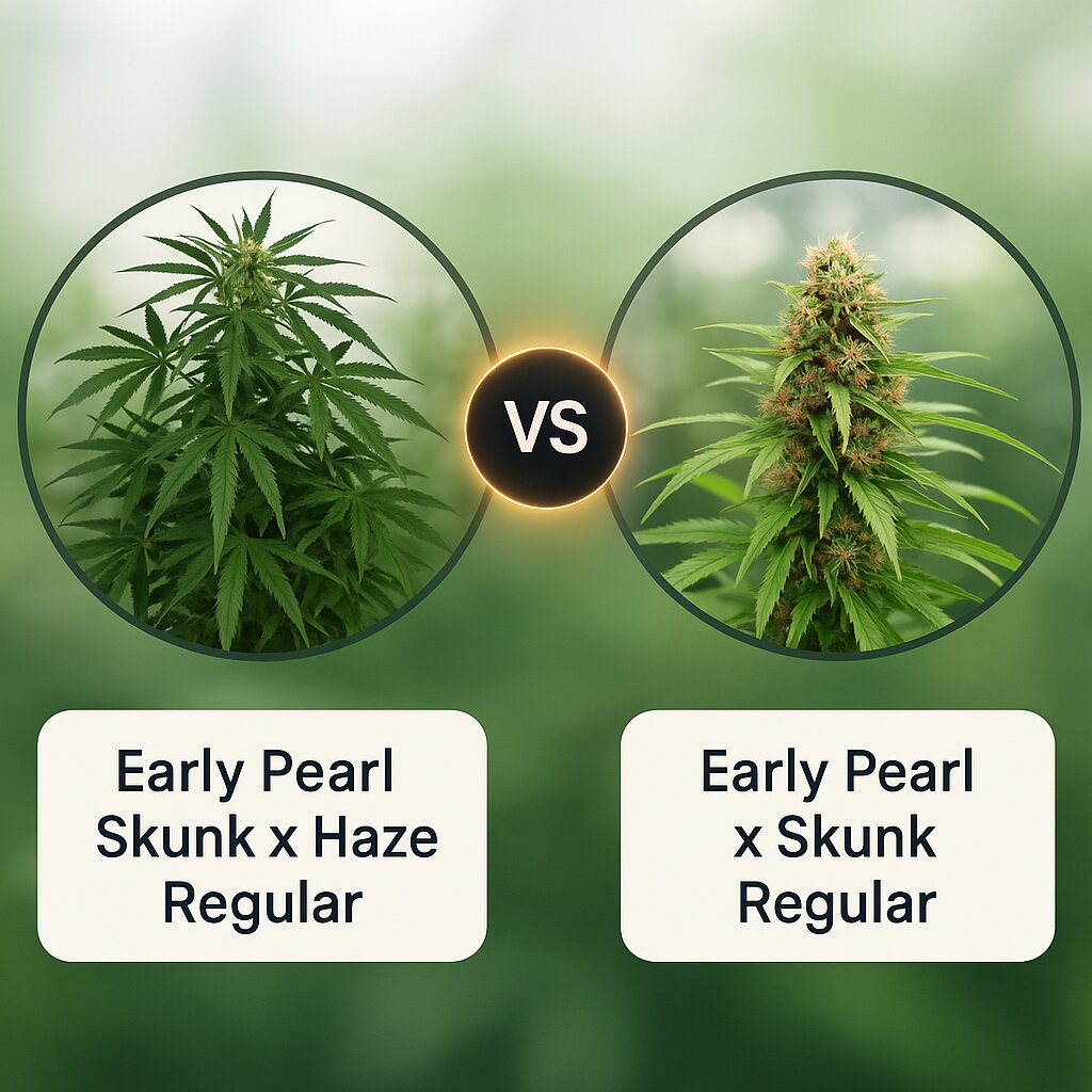 Early Pearl Skunk x Haze (Mr Nice Seedbank) vs Early Pearl x Skunk (Mr Nice Seedbank) cannabis seeds comparison