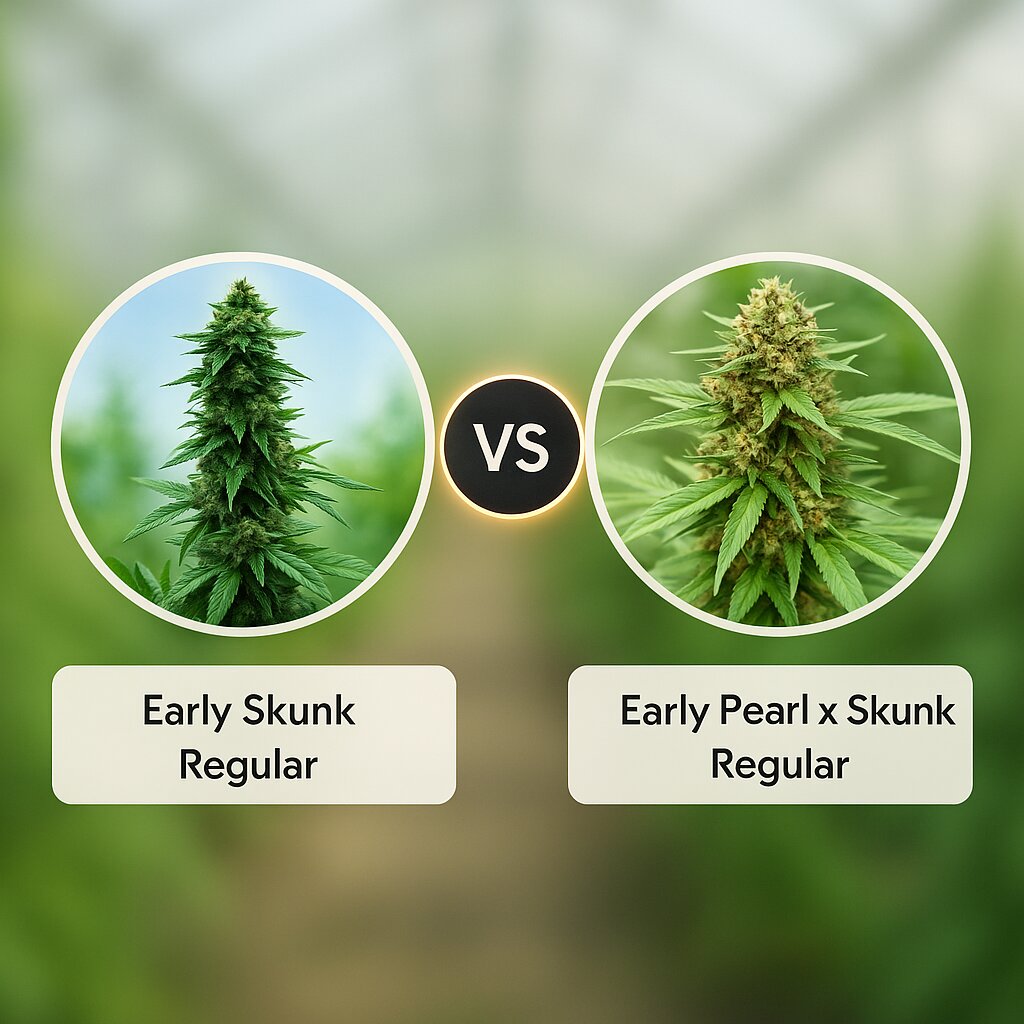 Early Skunk (Sensi Seeds) vs Early Pearl x Skunk (Mr Nice Seedbank) cannabis seeds comparison