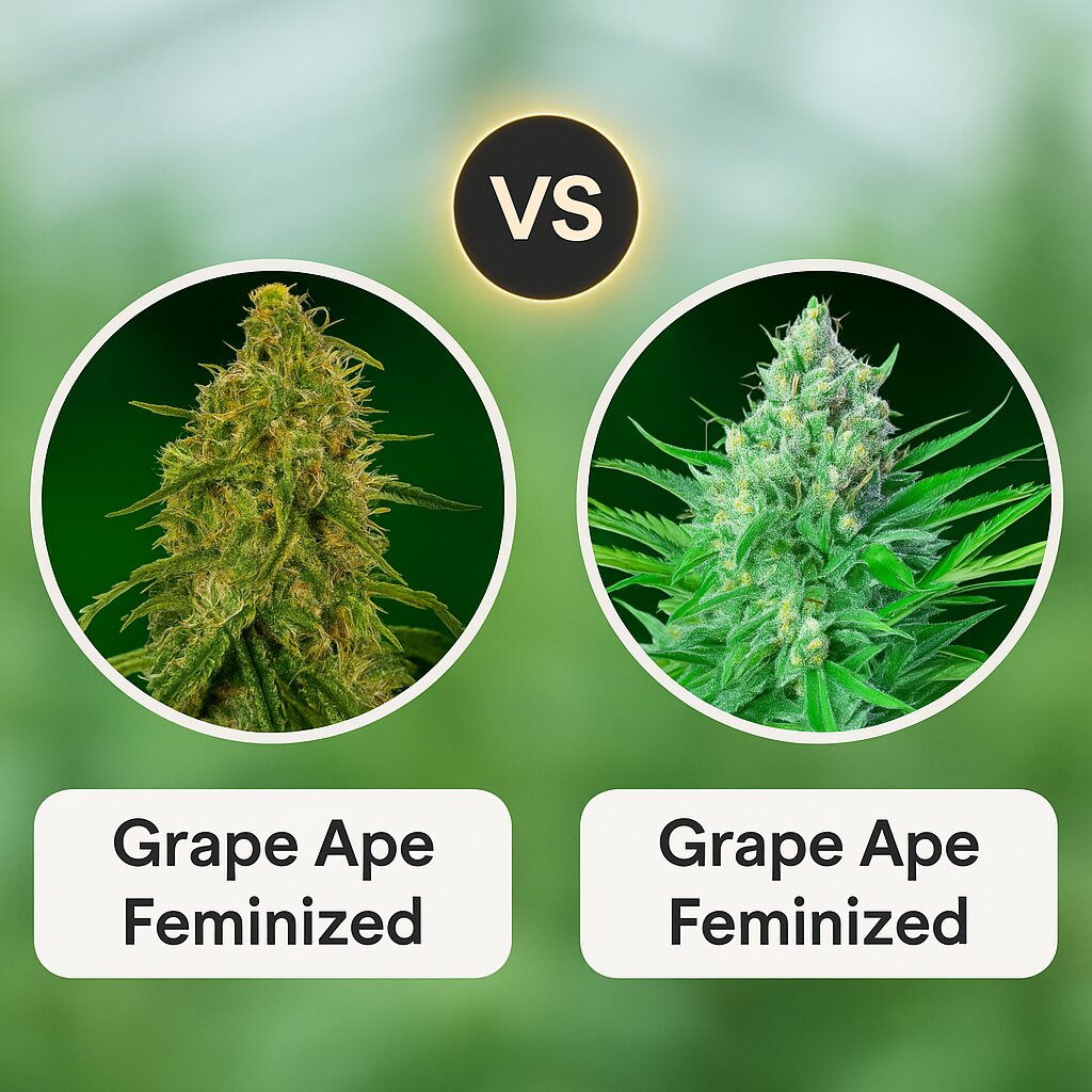 Grape Ape (Barneys Farm) vs Grape Ape (Royal Queen Seeds) cannabis seeds comparison