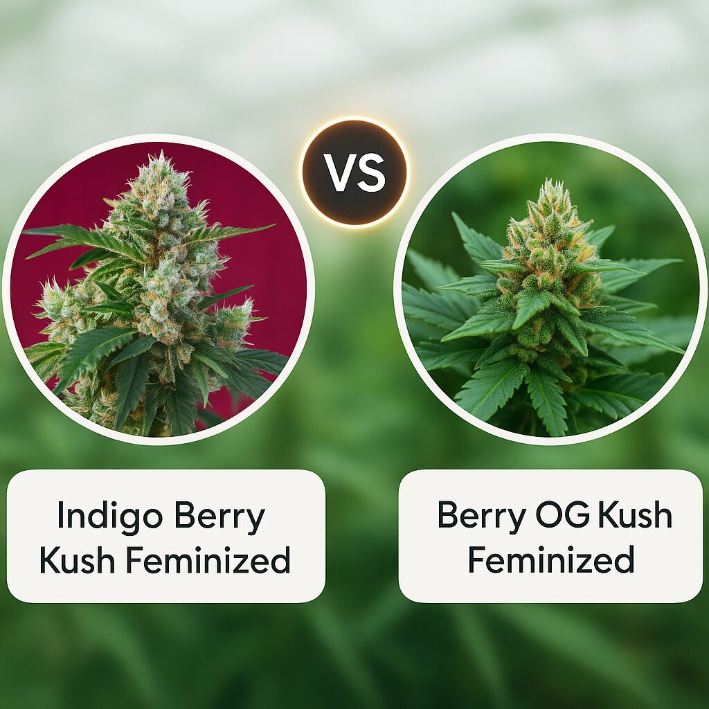Indigo Berry Kush (Sweet Seeds) vs Berry OG Kush (z710 Genetics) cannabis seeds comparison