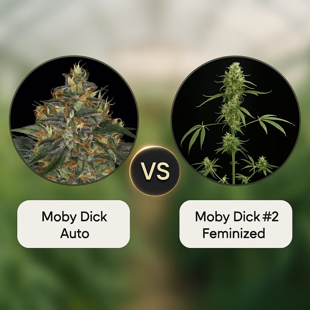Moby Dick Auto (Barneys Farm) vs Moby Dick #2 (DinaFem Seeds) cannabis seeds comparison