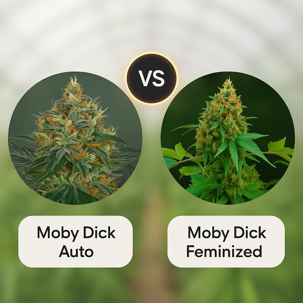 Moby Dick Auto (Barneys Farm) vs Moby Dick (DinaFem Seeds) cannabis seeds comparison