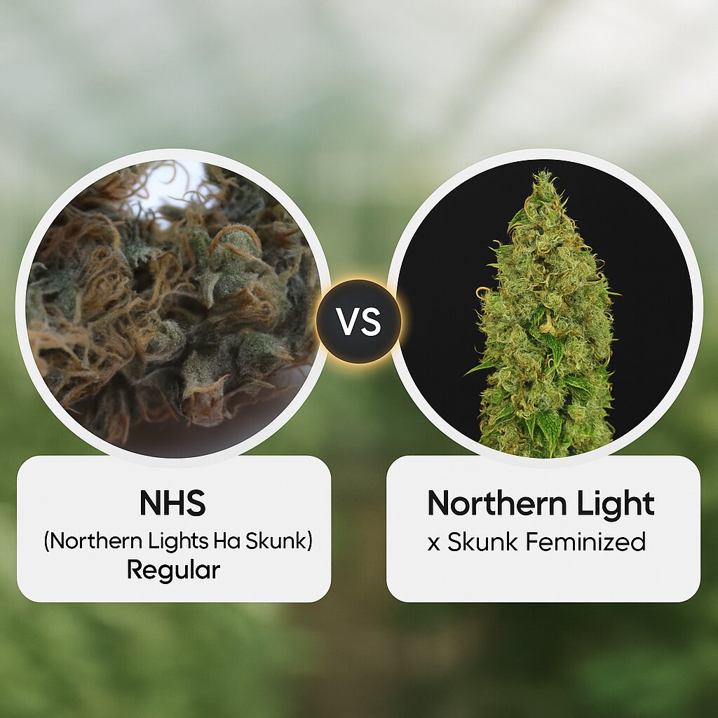 NHS (Northern Lights/Haze x Skunk) (Mr Nice Seedbank) vs Northern Light x Skunk (World of Seeds) cannabis seeds comparison