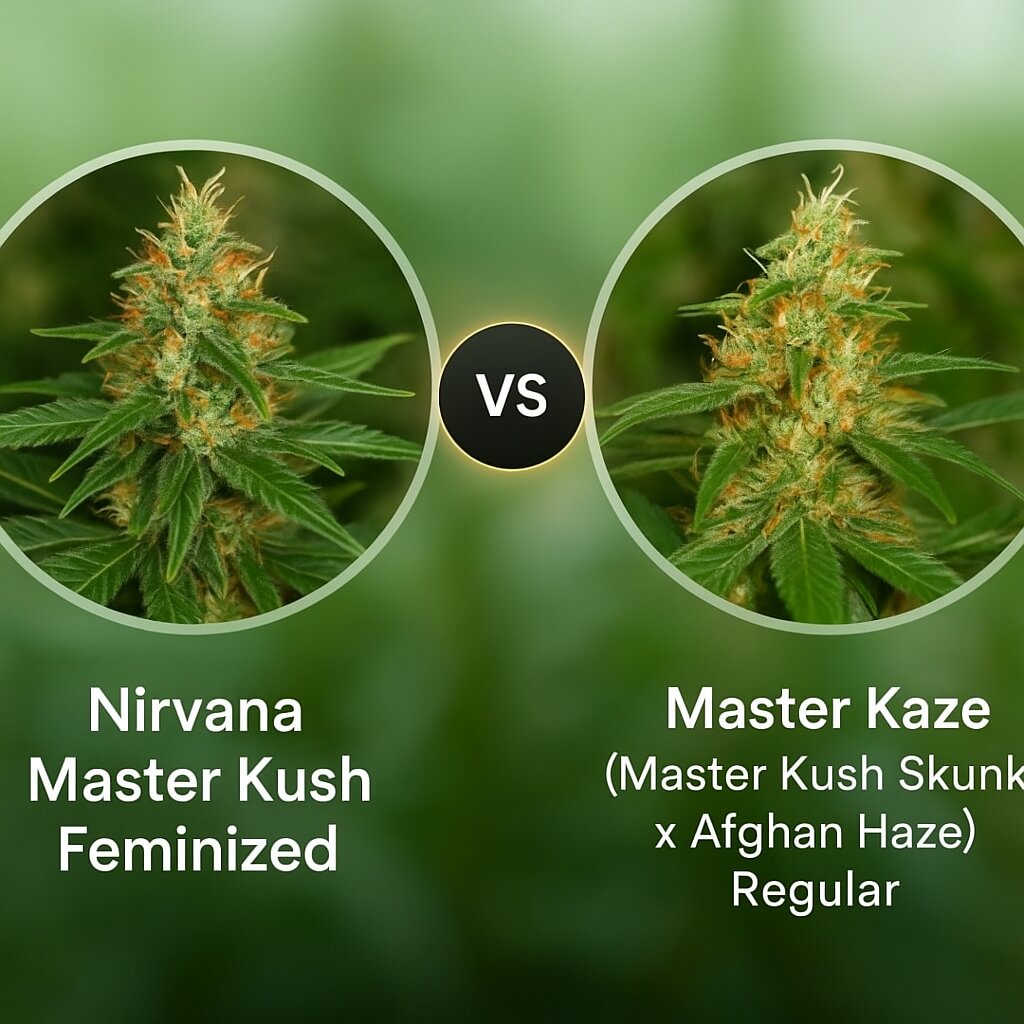 Nirvana Master Kush (Nirvana Seeds) vs Master Kaze (Master Kush Skunk x Afghan Haze) (Mr Nice Seedbank) cannabis seeds comparison