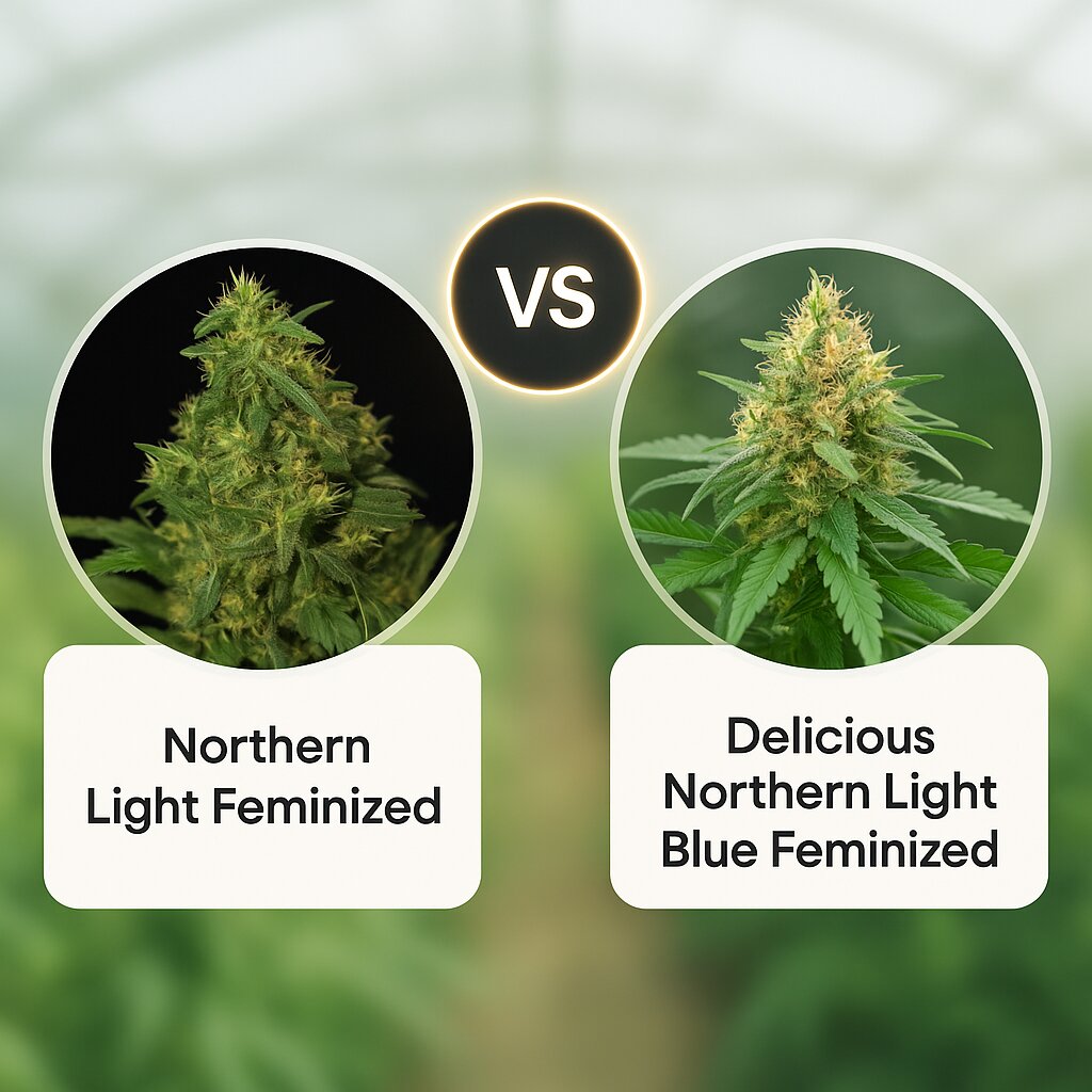 Northern Light (Bulldog Seeds) vs Delicious Northern Light Blue (Delicious Seeds) cannabis seeds comparison