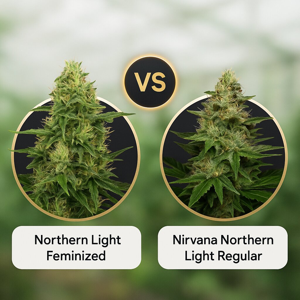 Northern Light (Royal Queen Seeds) vs Nirvana Northern Light (Nirvana Seeds) cannabis seeds comparison