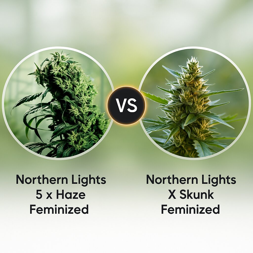 Northern Lights 5 x Haze (Sensi Seeds) vs Northern Lights X Skunk (G13 Labs) cannabis seeds comparison