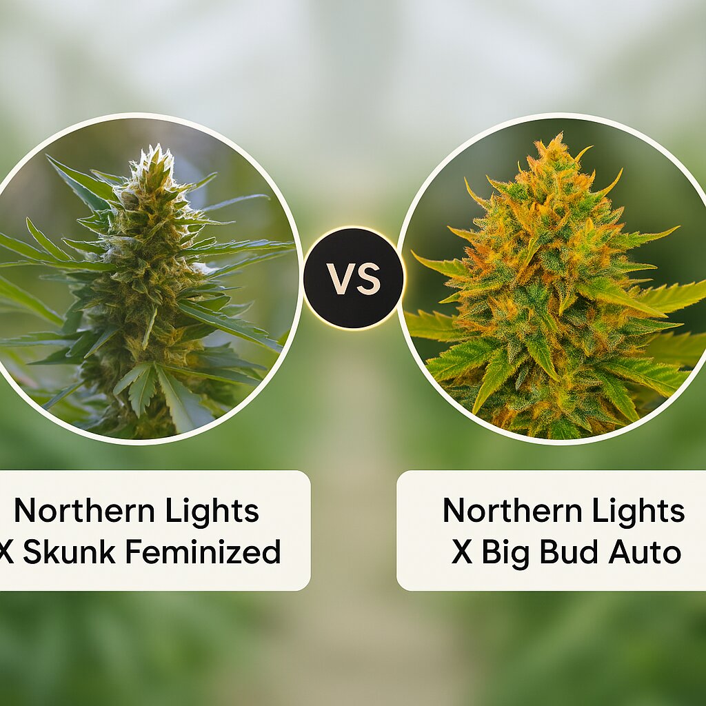 Northern Lights X Skunk (G13 Labs) vs Northern Lights X Big Bud Auto (World of Seeds) cannabis seeds comparison