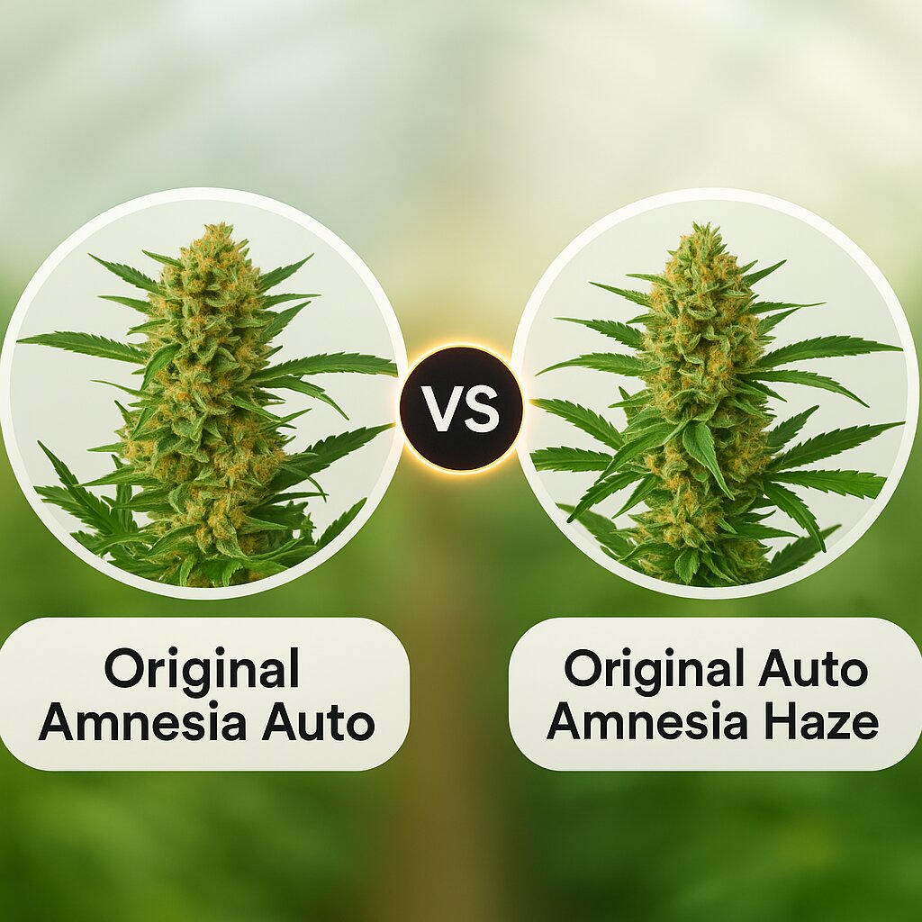 Original Amnesia Auto (DinaFem Seeds) vs Original Auto Amnesia Haze (FastBuds) cannabis seeds comparison
