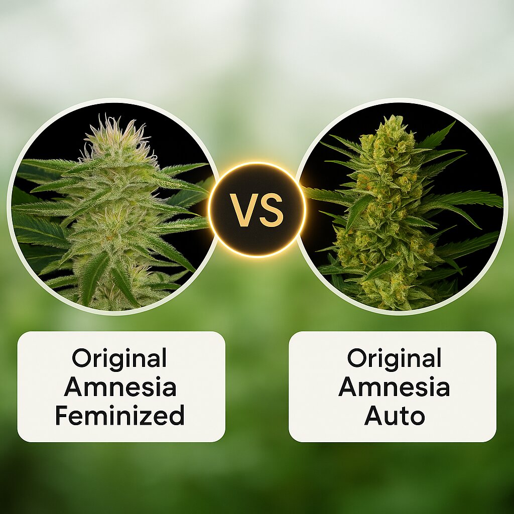 Original Amnesia (DinaFem Seeds) vs Original Amnesia Auto (DinaFem Seeds) cannabis seeds comparison