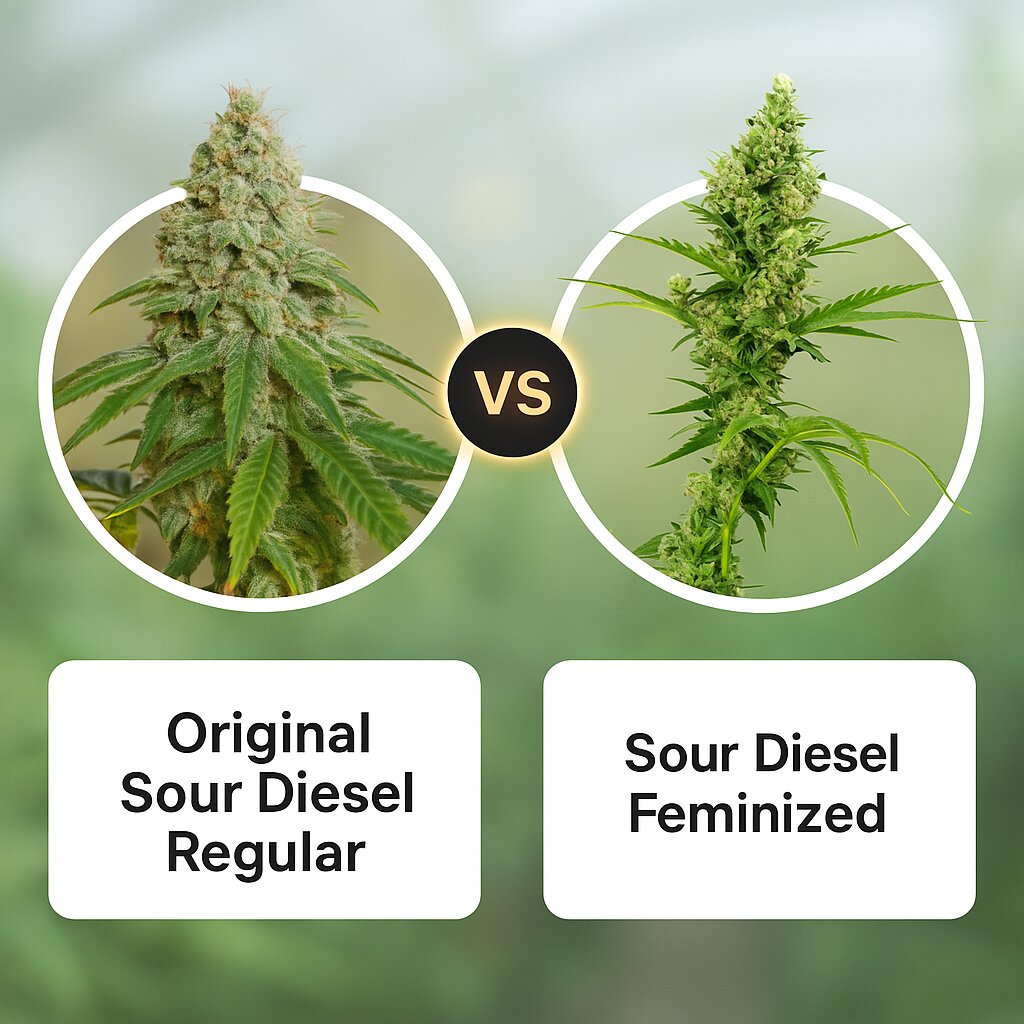 Original Sour Diesel Regular  (Cali Weed) vs Sour Diesel (Bulldog Seeds) cannabis seeds comparison
