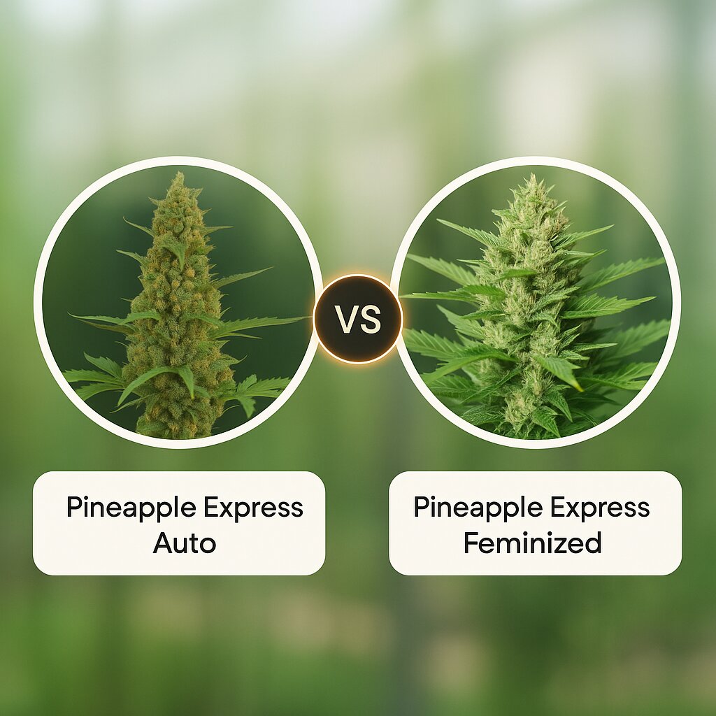 Pineapple Express Auto (Barneys Farm) vs Pineapple Express (G13 Labs) cannabis seeds comparison