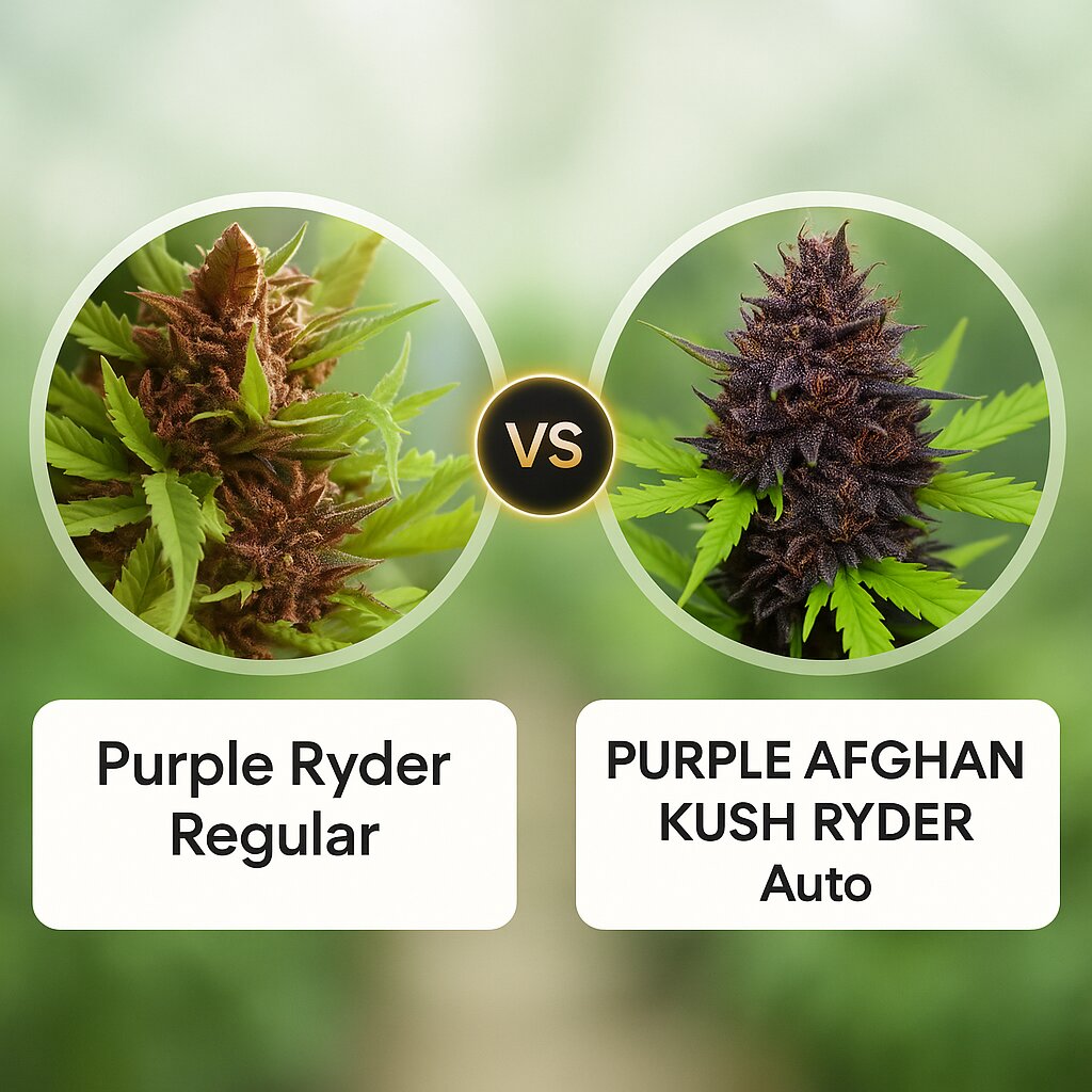 Purple Ryder (Joint Doctor) vs PURPLE AFGHAN KUSH RYDER (World of Seeds) cannabis seeds comparison
