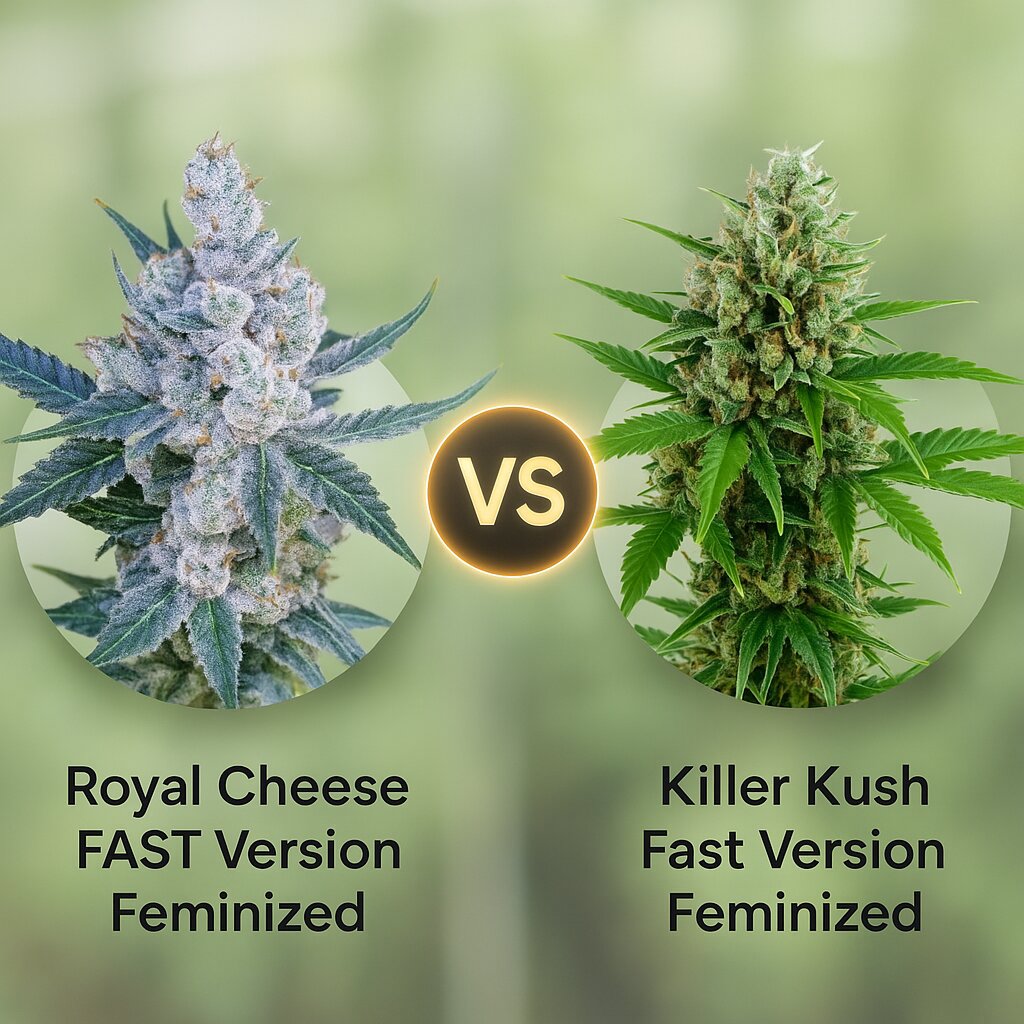 Royal Cheese FAST Version (Royal Queen Seeds) vs Killer Kush Fast Version (Sweet Seeds) cannabis seeds comparison
