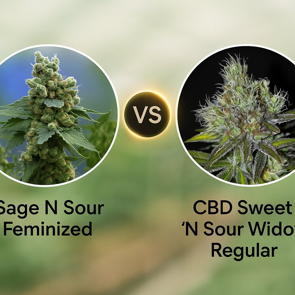 Sage N Sour (TH Seeds) vs CBD Sweet 'N Sour Widow (Seedsman) cannabis seeds comparison