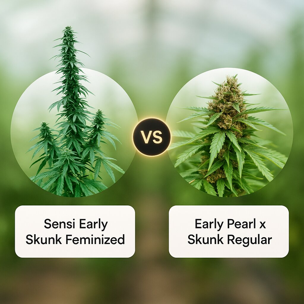 Sensi Early Skunk (Sensi Seeds) vs Early Pearl x Skunk (Mr Nice Seedbank) cannabis seeds comparison