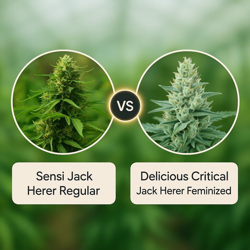 Sensi Jack Herer (Sensi Seeds) vs Delicious Critical Jack Herer (Delicious Seeds) cannabis seeds comparison