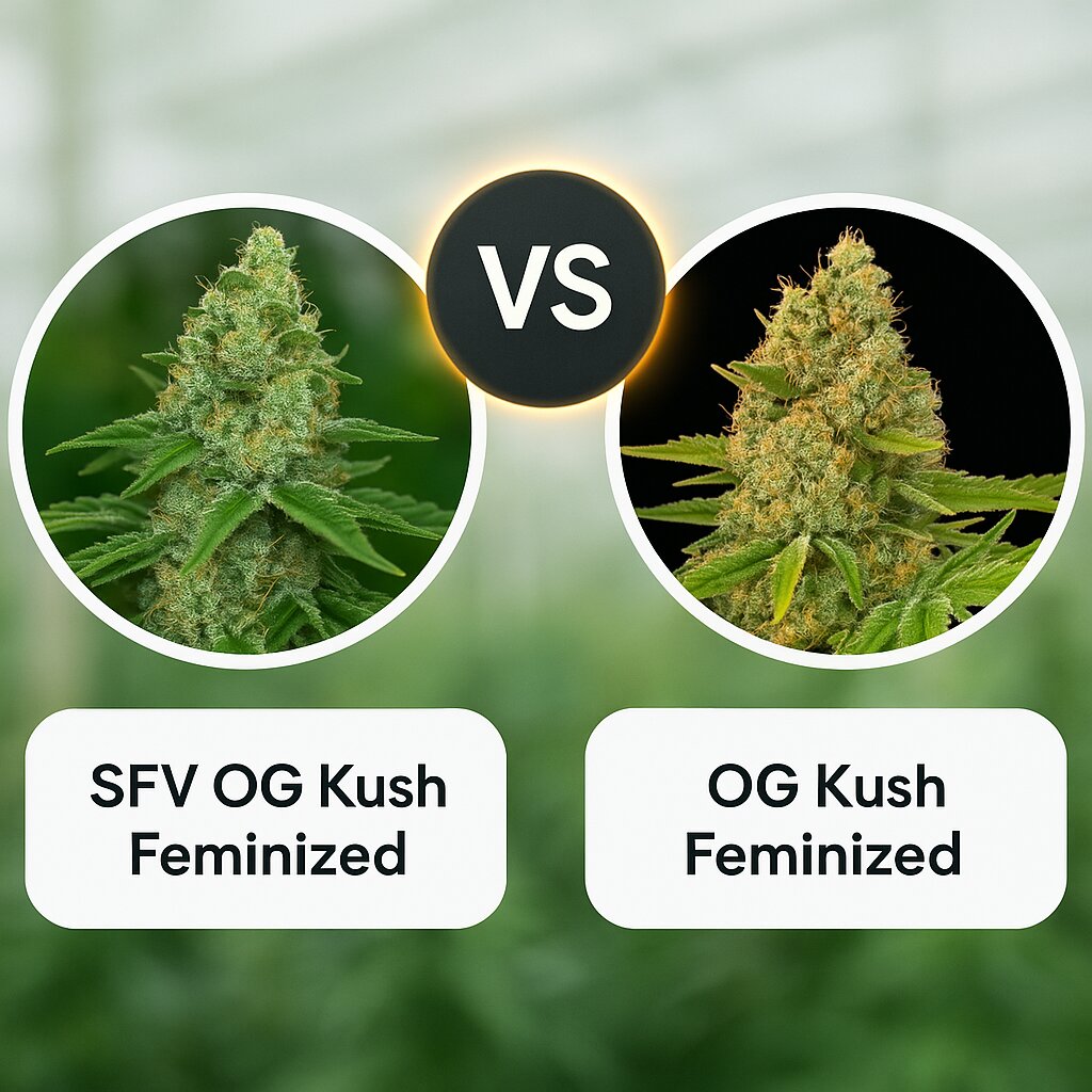 SFV OG Kush (DinaFem Seeds) vs OG Kush (DinaFem Seeds) cannabis seeds comparison