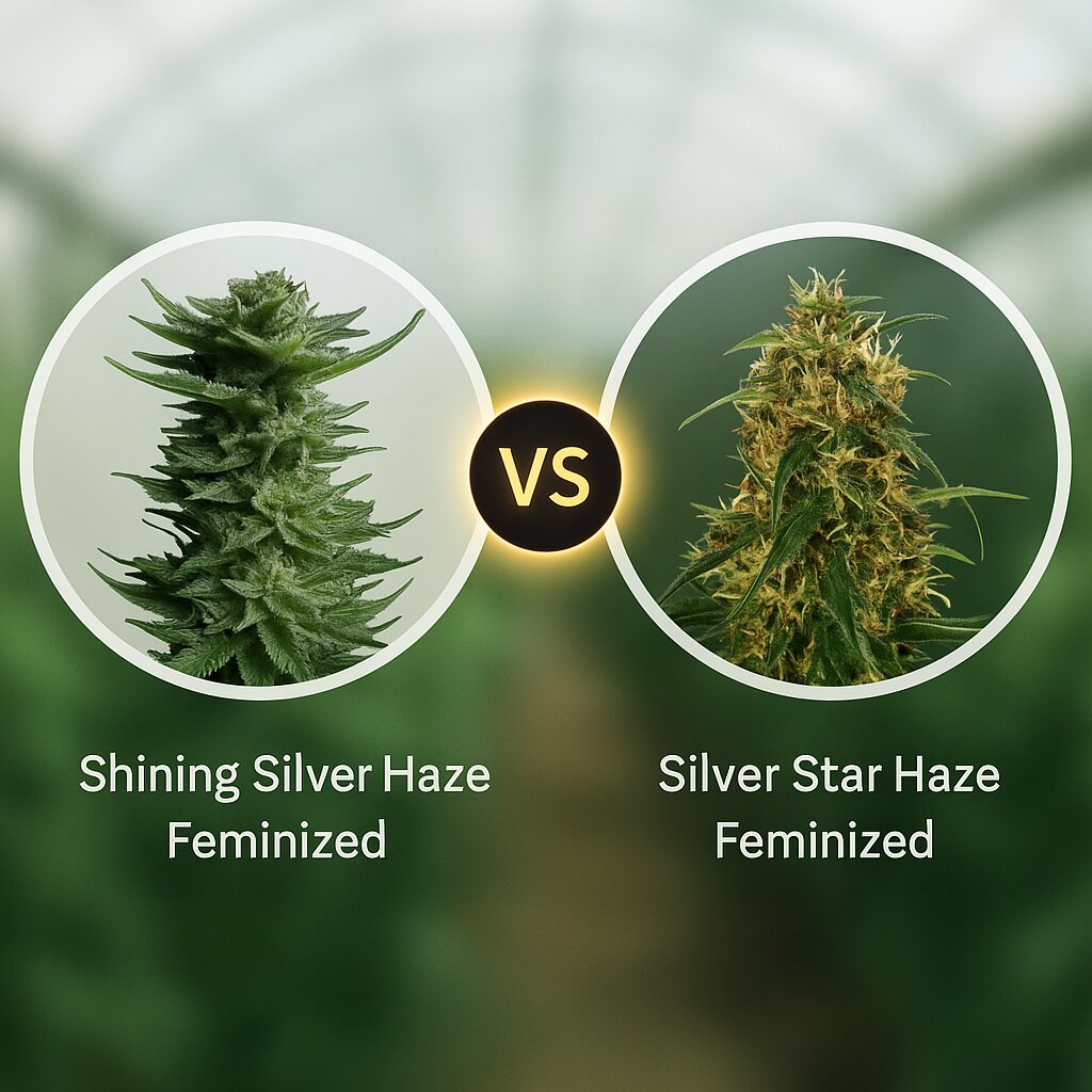 Shining Silver Haze (Royal Queen Seeds) vs Silver Star Haze (Bulldog Seeds) cannabis seeds comparison